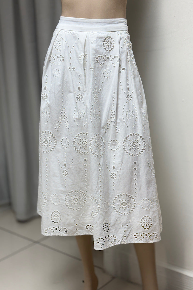Eyelet Midi Flowy Skirt