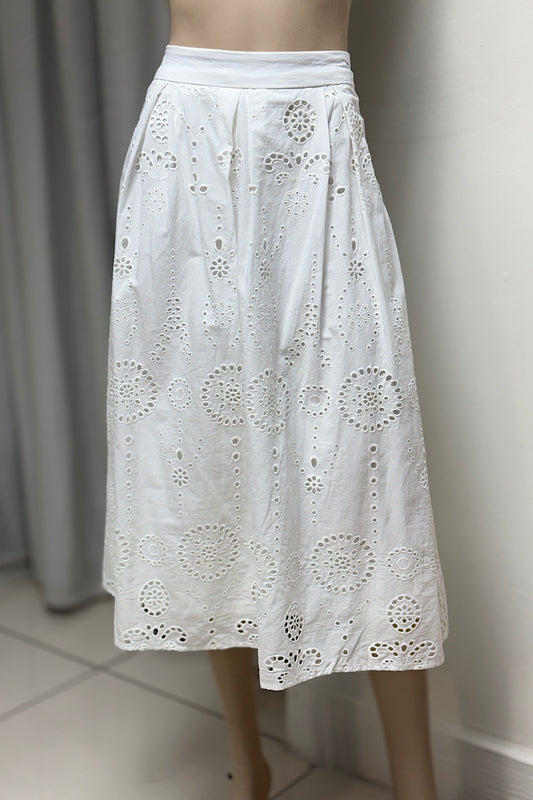 Eyelet Midi Flowy Skirt
