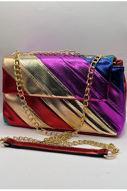 Multicolor Striped Hand Bag