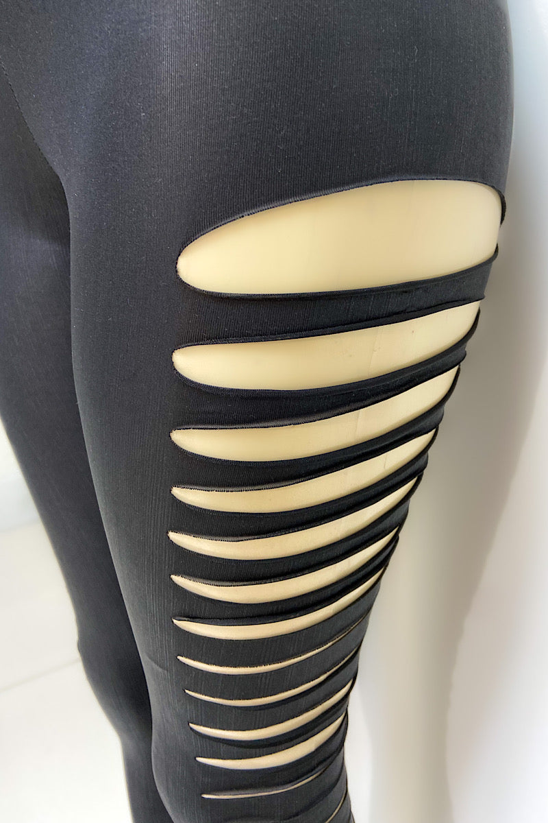 Ripped Faux Leather Leggings