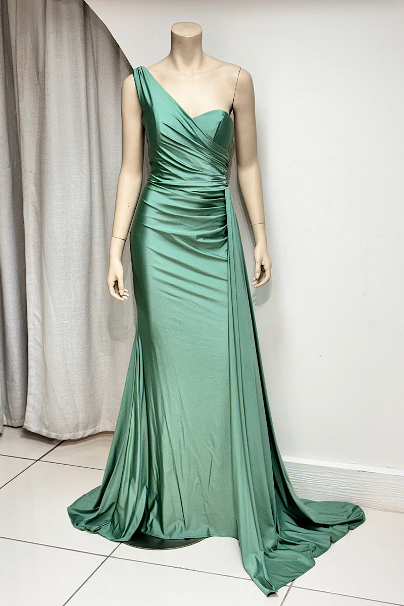 One-Shoulder Side Cape Formal