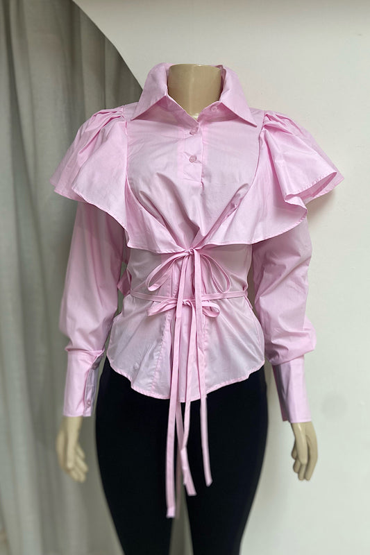 Long Ruffle Sleeve Top