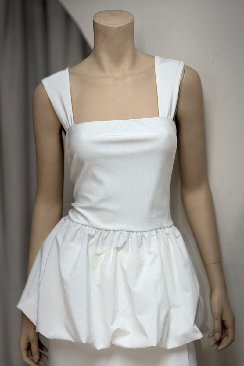 Square Neck Puff Bottom Top