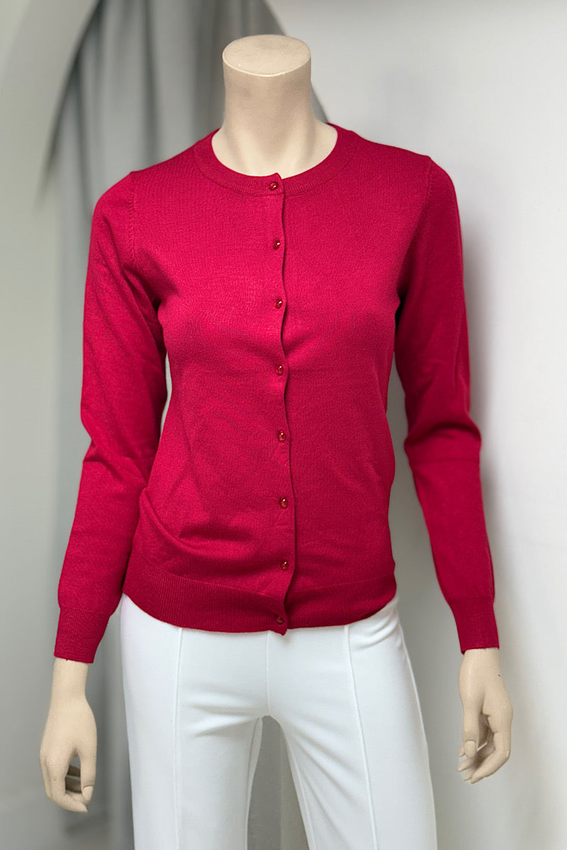 Round Neck Bubble Button Cardigan