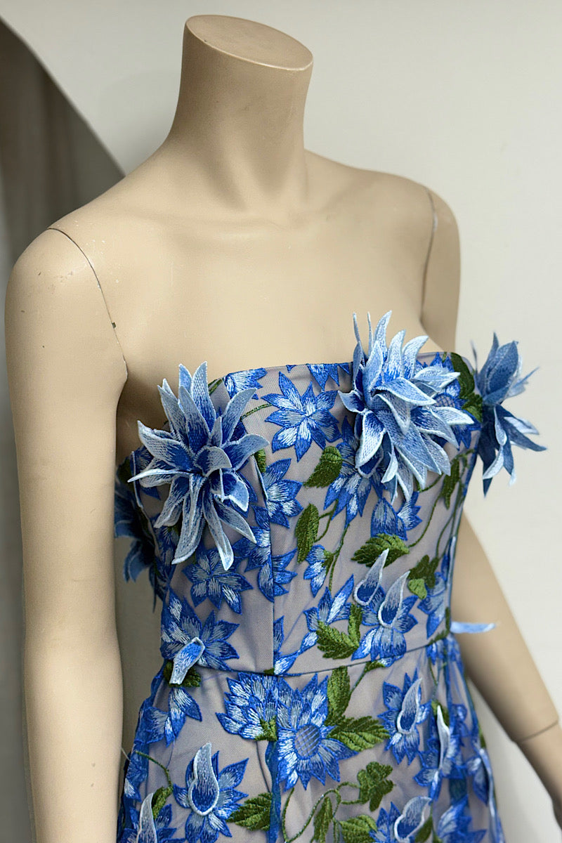 3D Flower Applique Midi Tube Dress