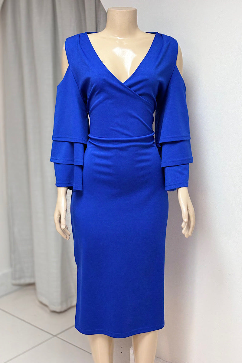 Curvy Cold-Shoulder Loose Fit Dress Flaunt It Curvy Cold-Shoulder Loose Fit Dress Flaunt It