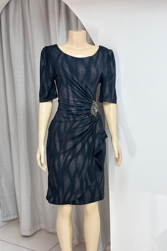 Curvy Black & Pewter A-Line Dress