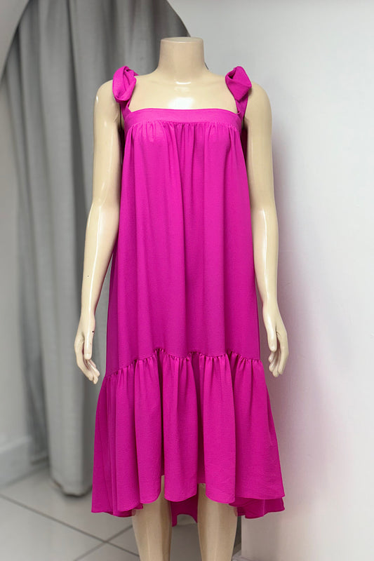 Pink Tied Shoulder Dress