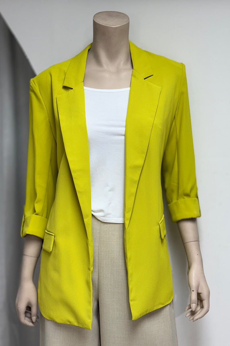 Button Sleeve Open Blazer