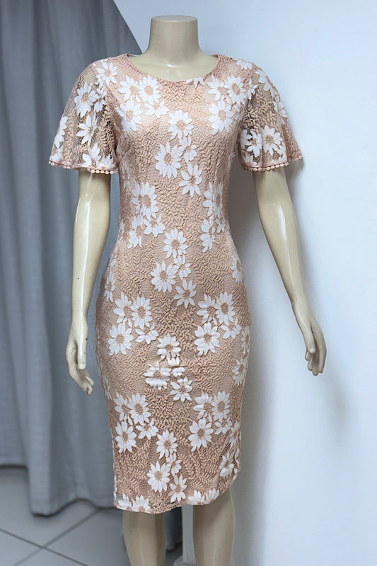 Lace Fitted Floral Dress