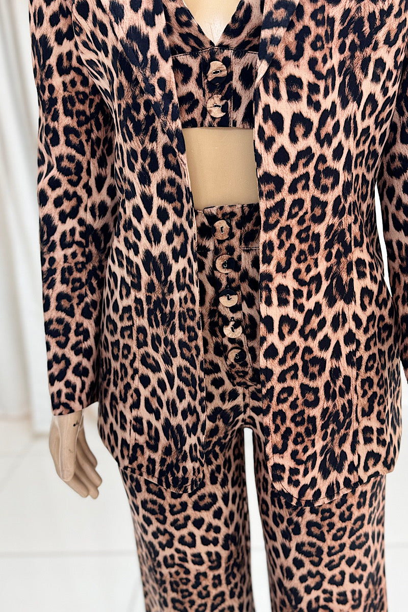 3 Piece Leopard Pant Suit