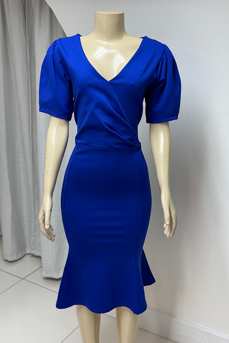 Fitted V-Neck Curvy Dress