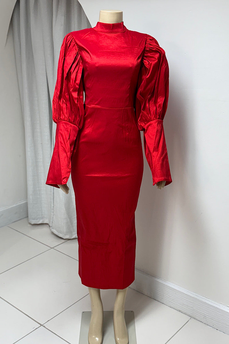 Taffeta Large Sleeve Dress