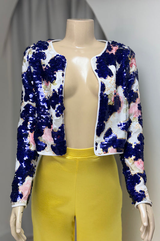 Blue and White Sequin Jacket