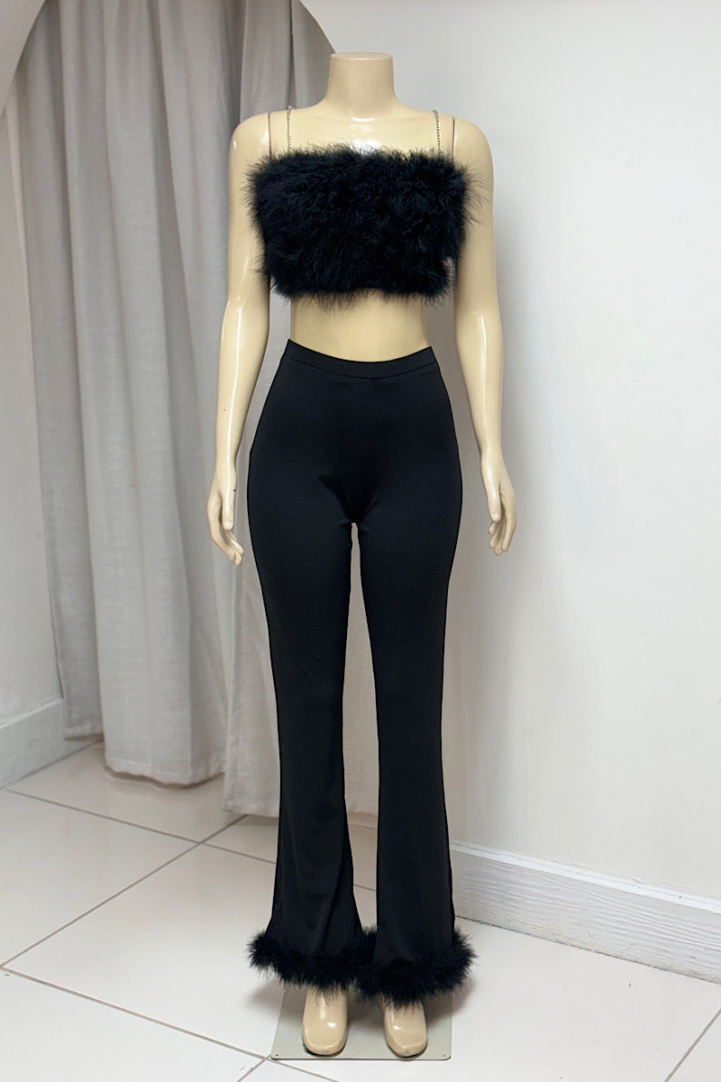 Fur 2 Piece Bustier Set