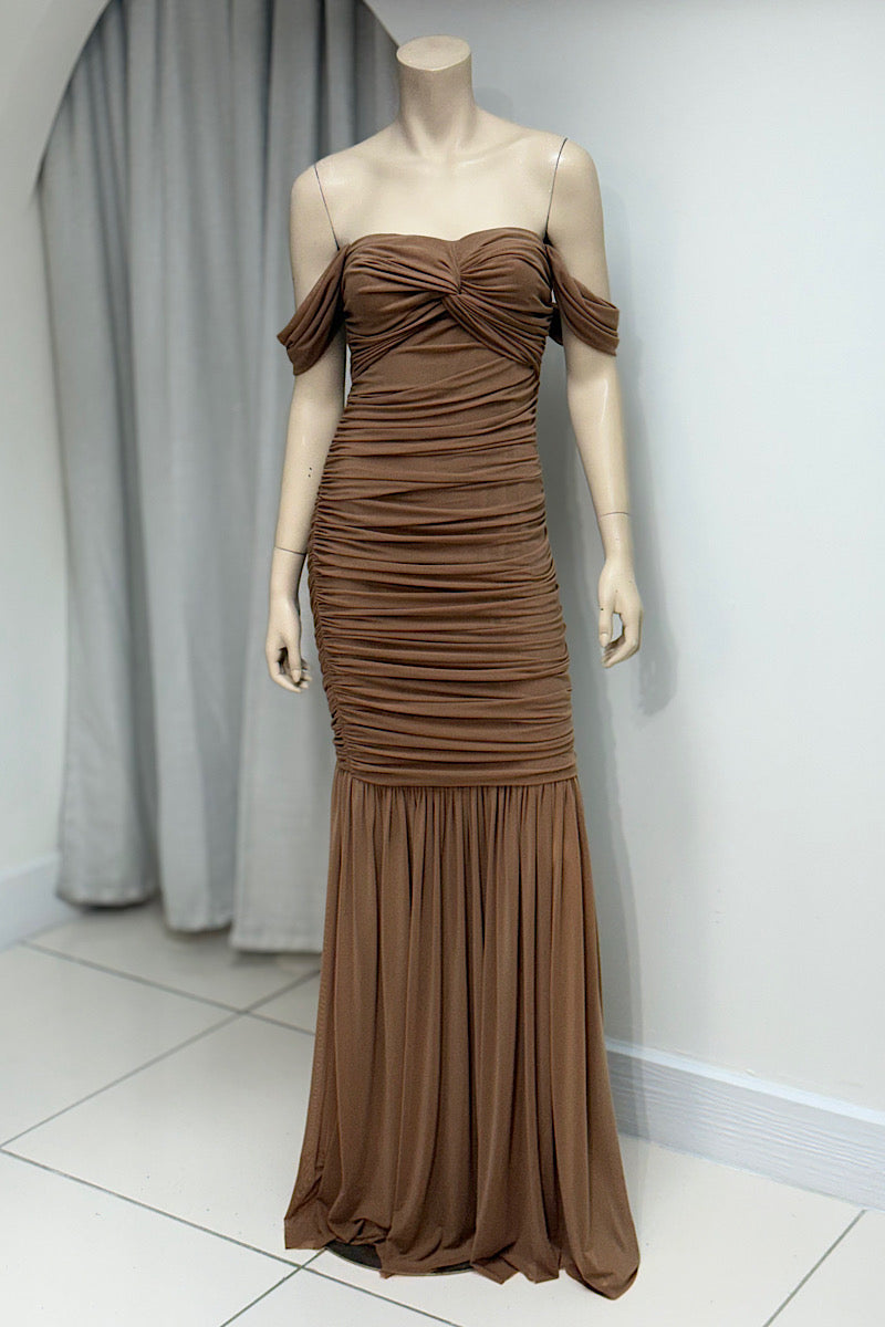 Ruched Knotted Fitted Maxi Dress