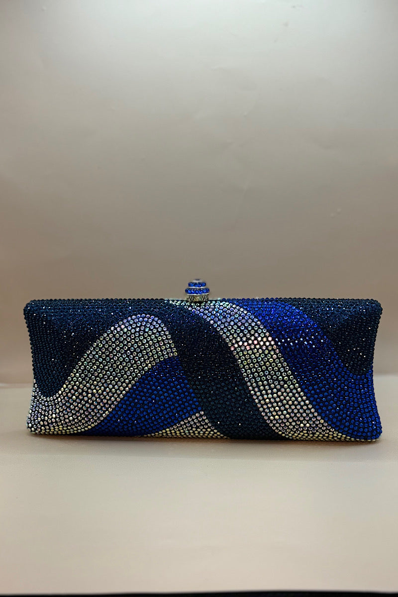 3-Toned Swirl Rhinestone Clutch