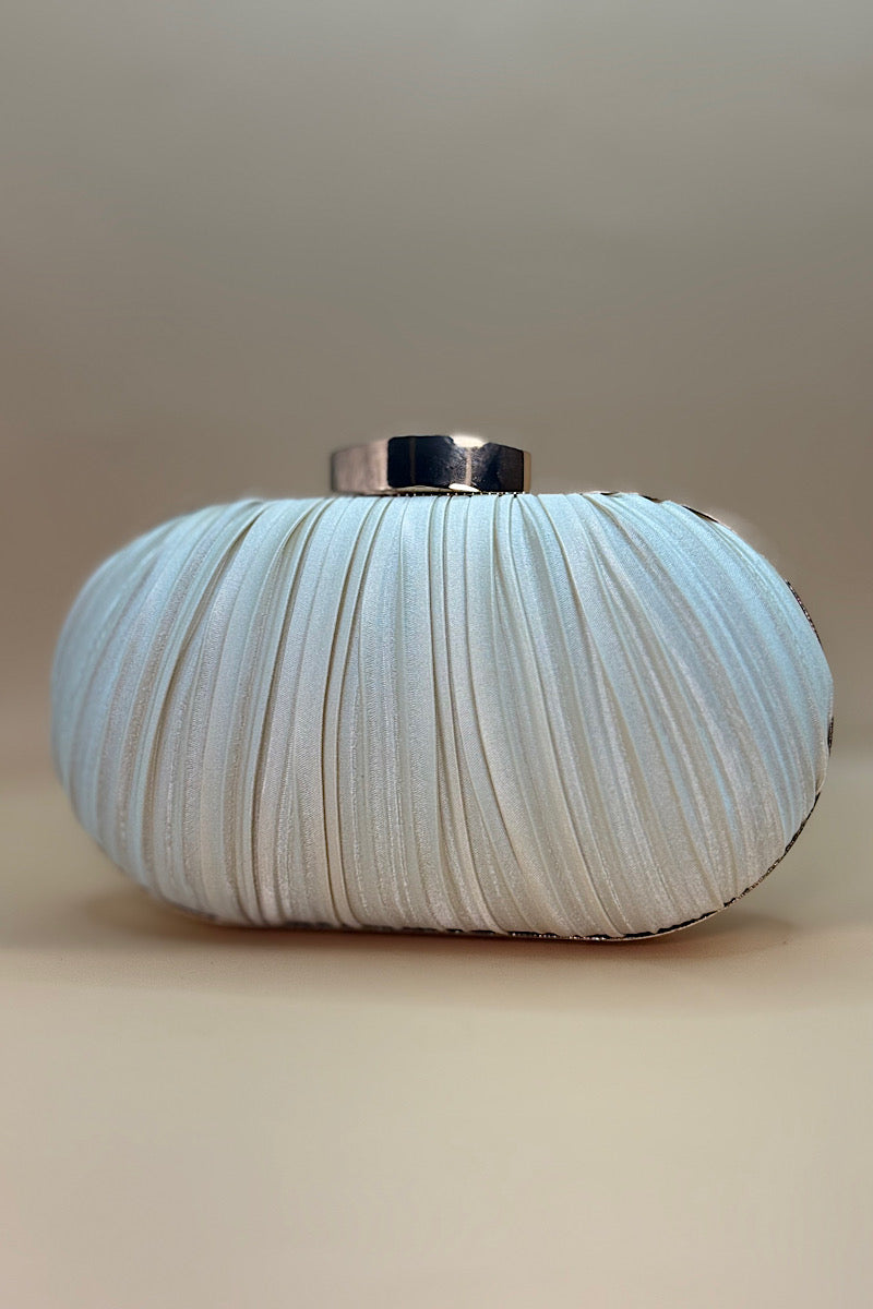 Pleated Fabric Oval Clutch