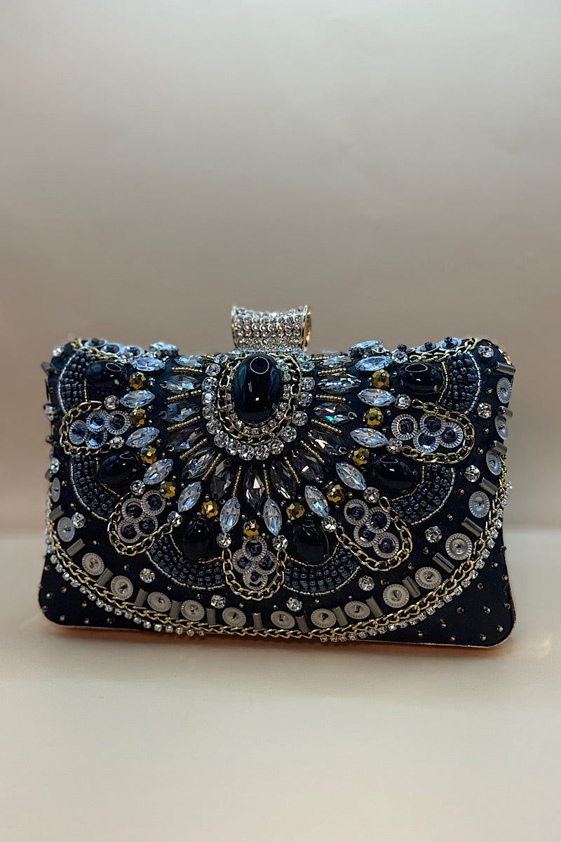 Beaded Decorated Fabric Clutch