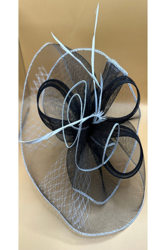 Black and White Netted Fascinator
