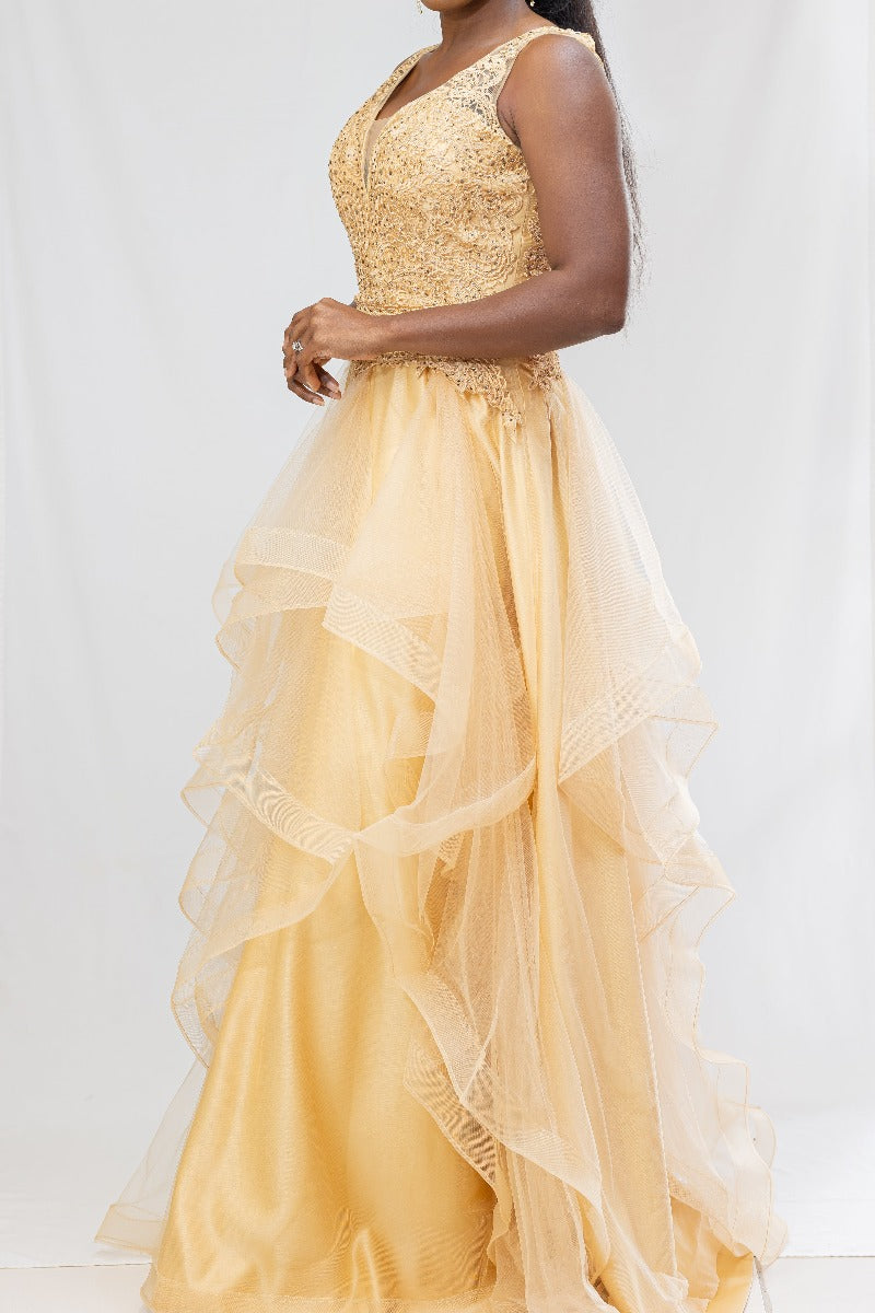 Beaded Flounce Formal