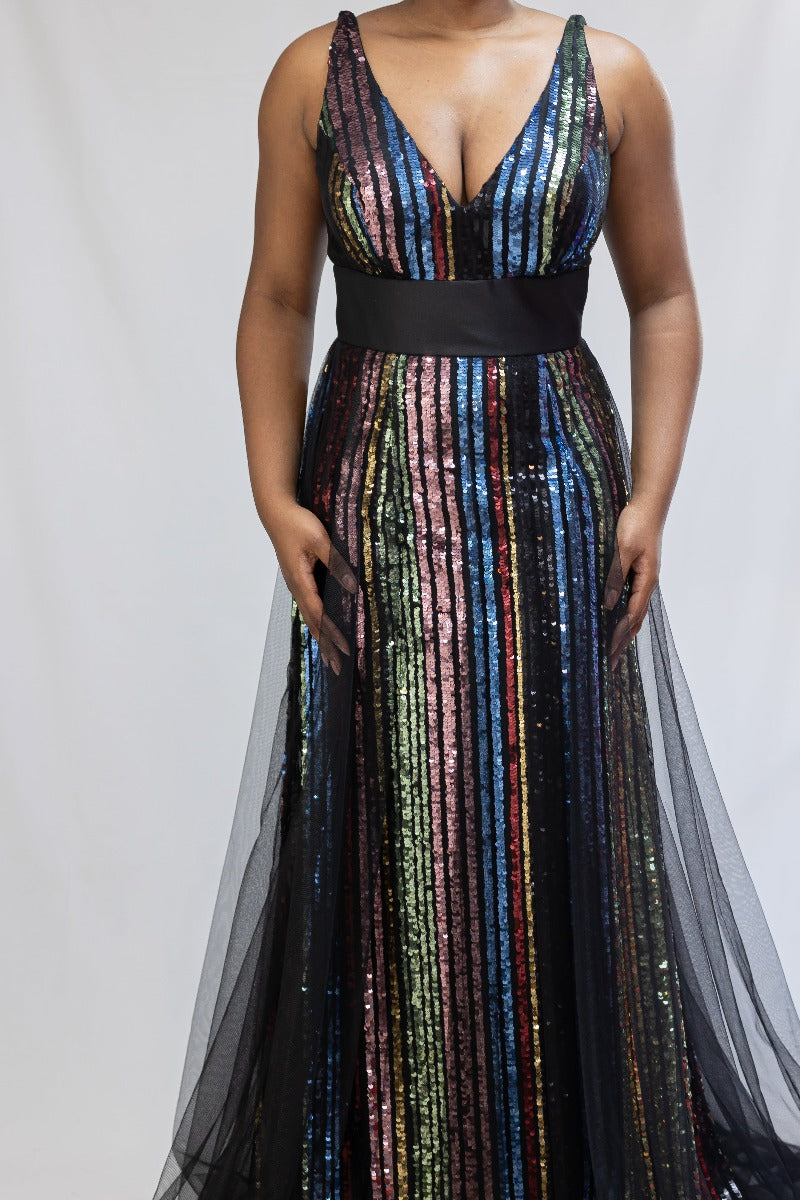 Multicolored Sequin Flare Formal Dress Flaunt It Multicolored Sequin Flare Formal Dress Flaunt It