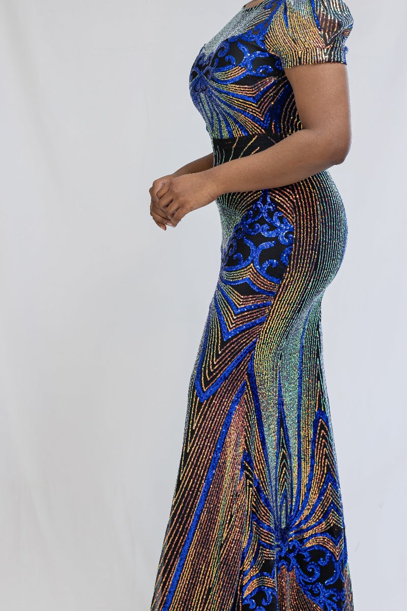 Holographic Sequin Formal Dress