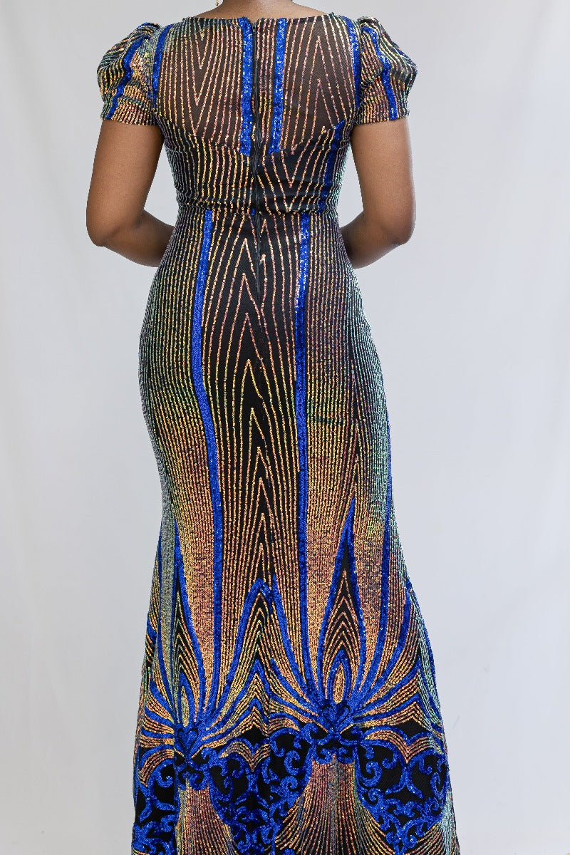 Holographic Sequin Formal Dress