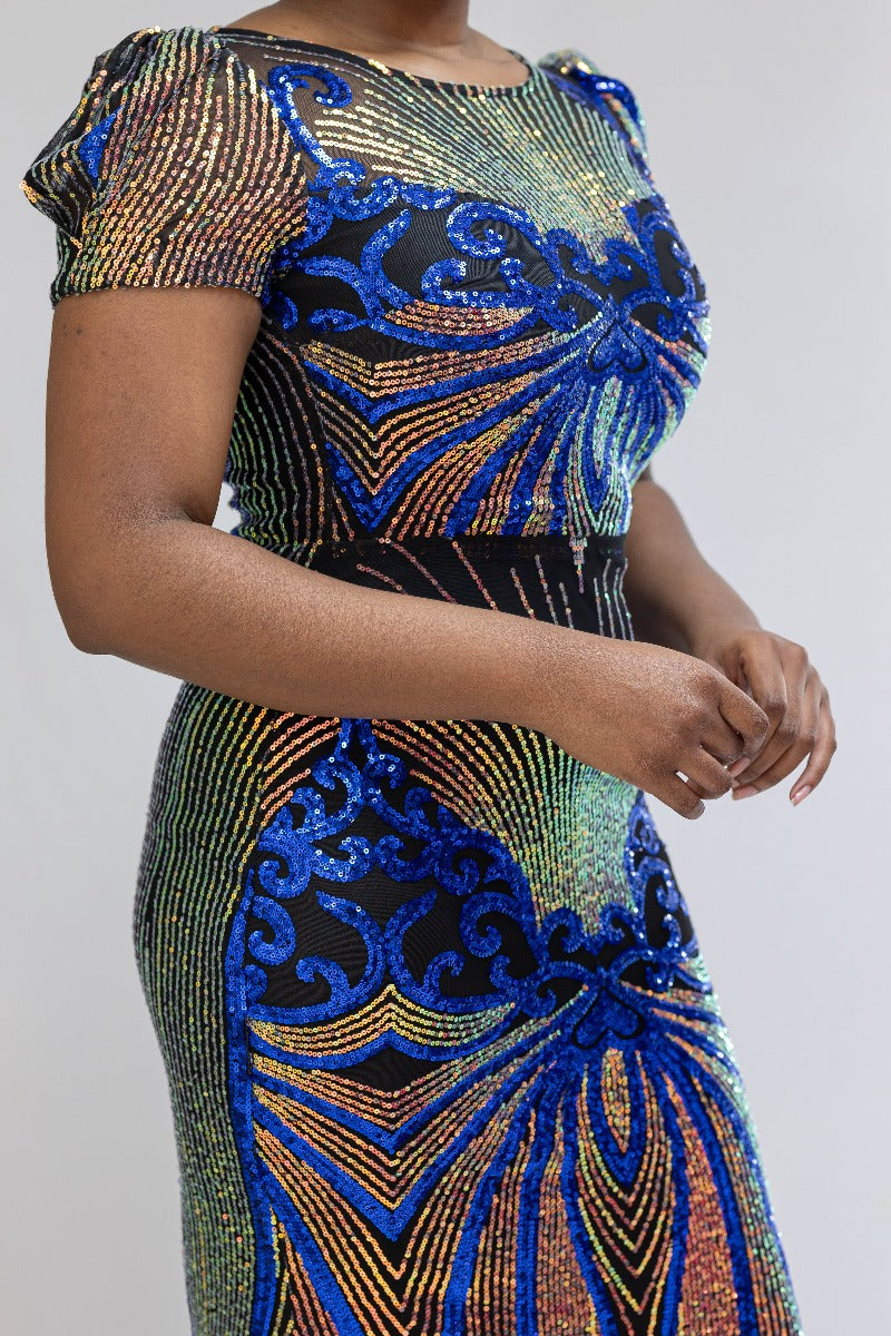 Holographic Sequin Formal Dress