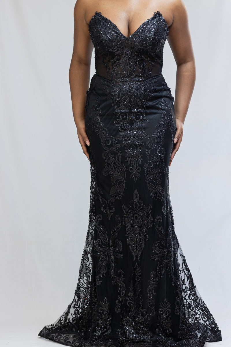 2 Layer Detachable Skirt/ Corset Sequin Formal