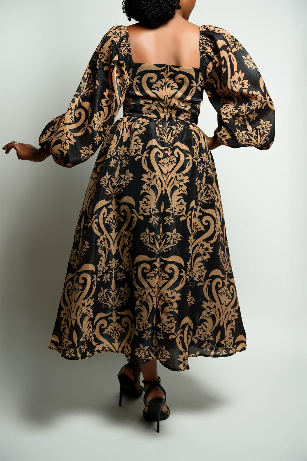 Printed Woven Tea-Length Dress