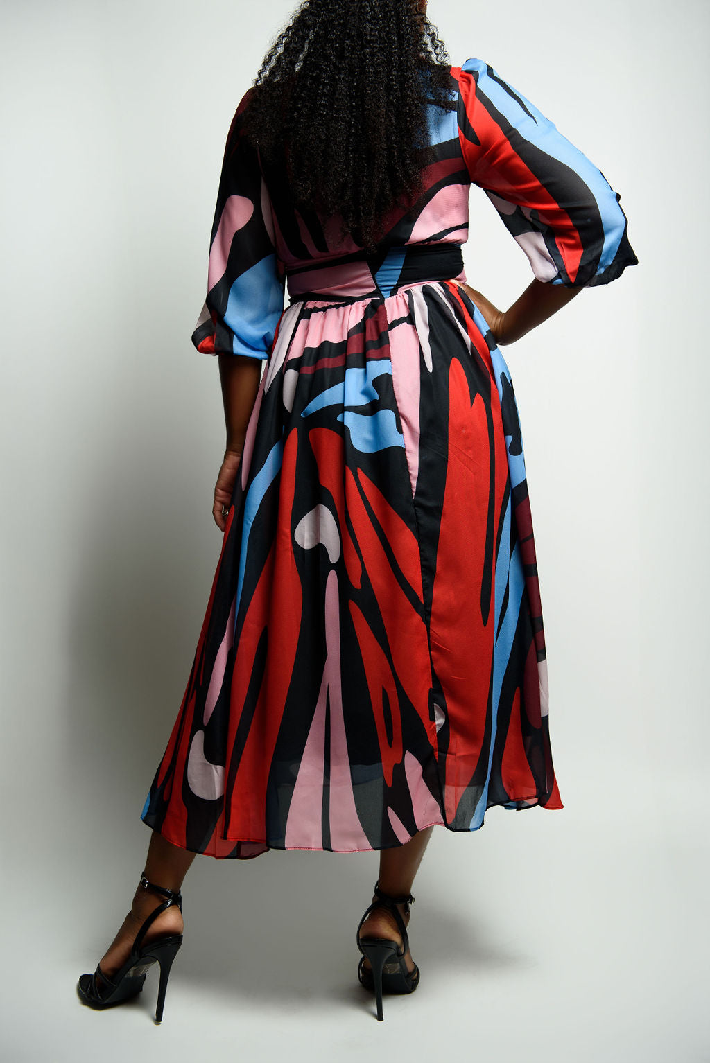 Bowtie Fit and Flare Abstract Print Dress