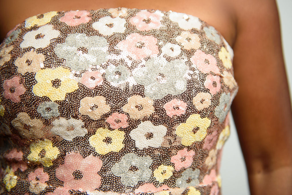 Sequin Floral Fitted Formal