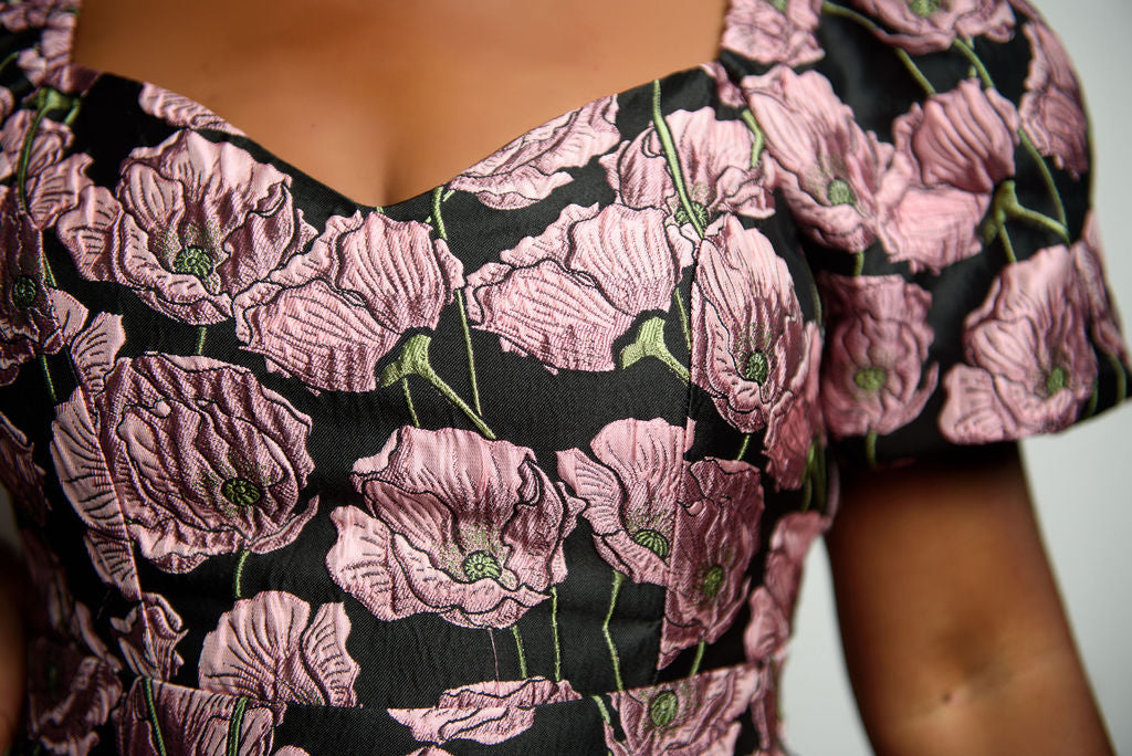 Floral Puff Sleeve Flare Dress