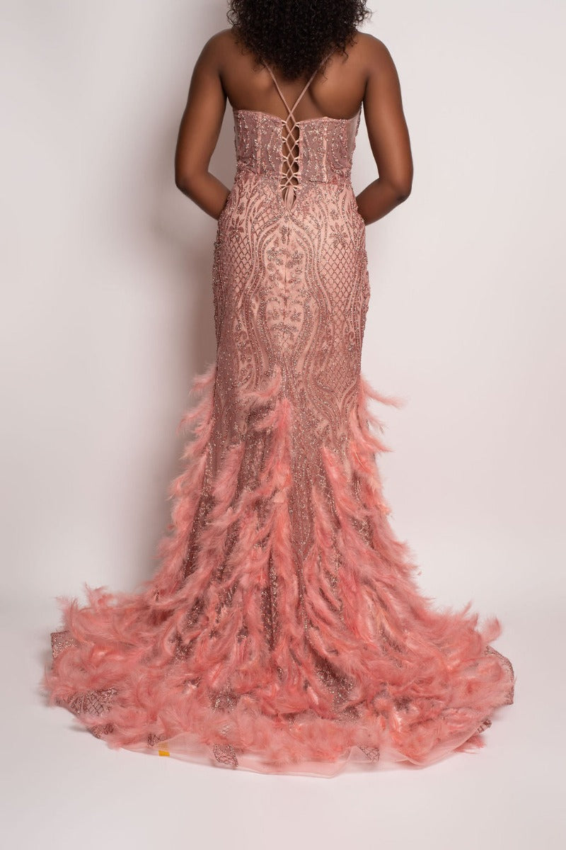 Feathered Corset Formal