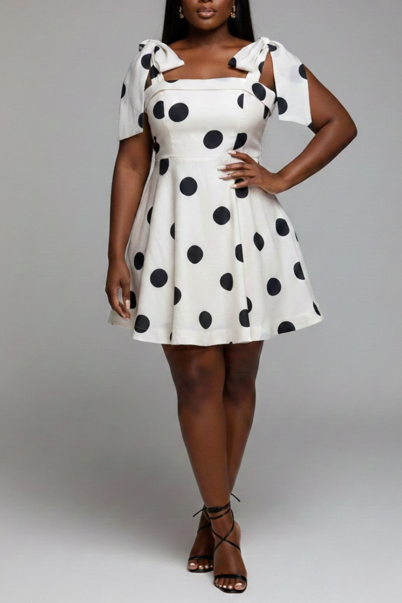 Polka Dot Flounce Mini Dress