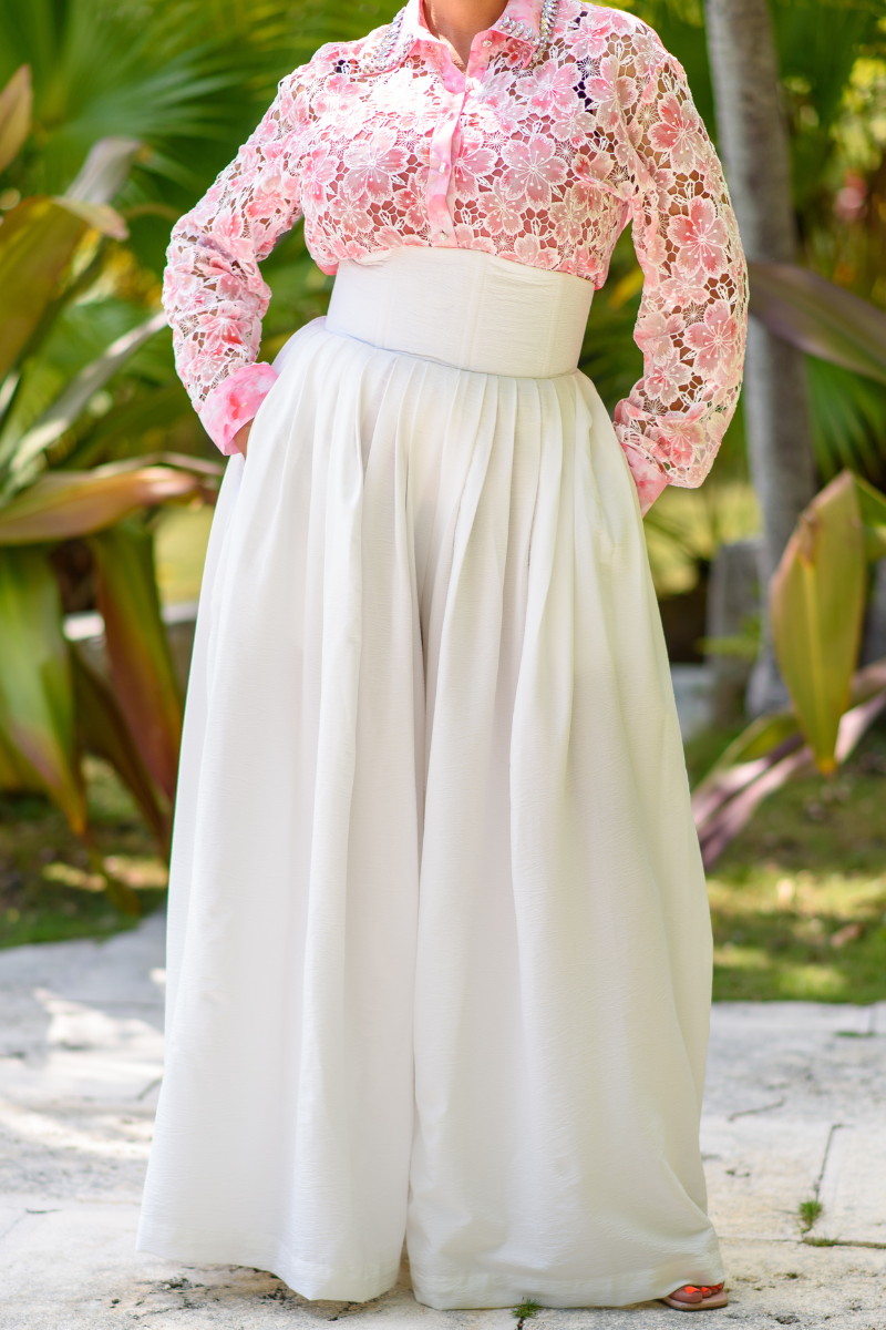Floral Lace Rhinestone Collar Top