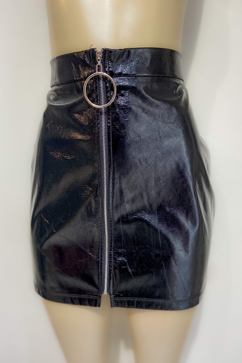 Black Short Leather Skirt