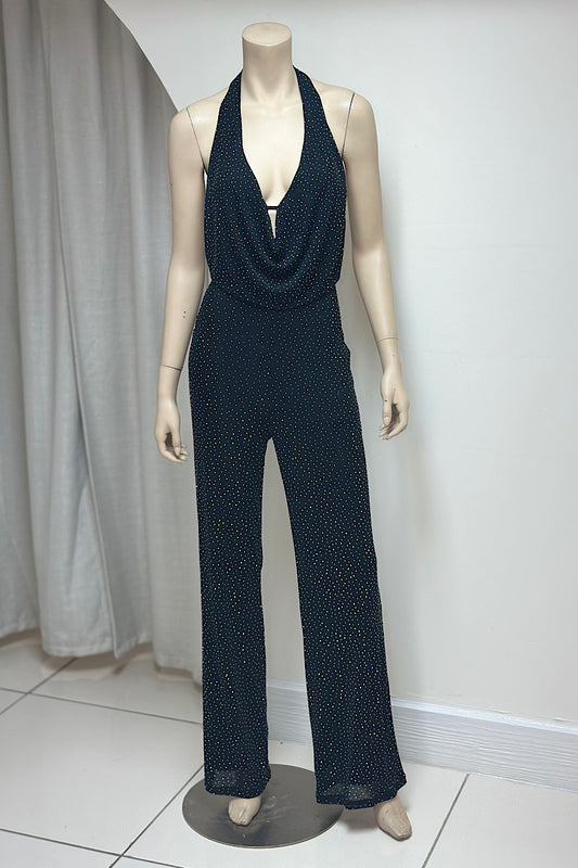 Strappy Rhinestone Halter Jumpsuit