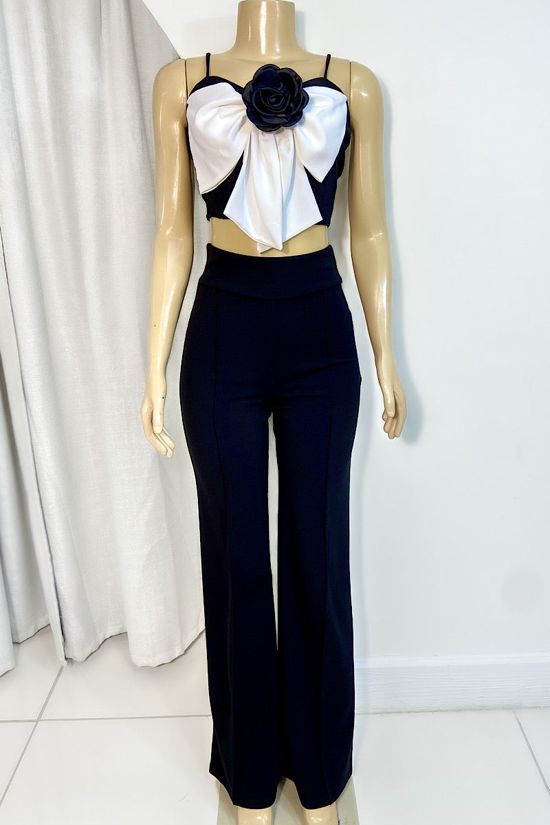 Rose Bow Long Pant Set