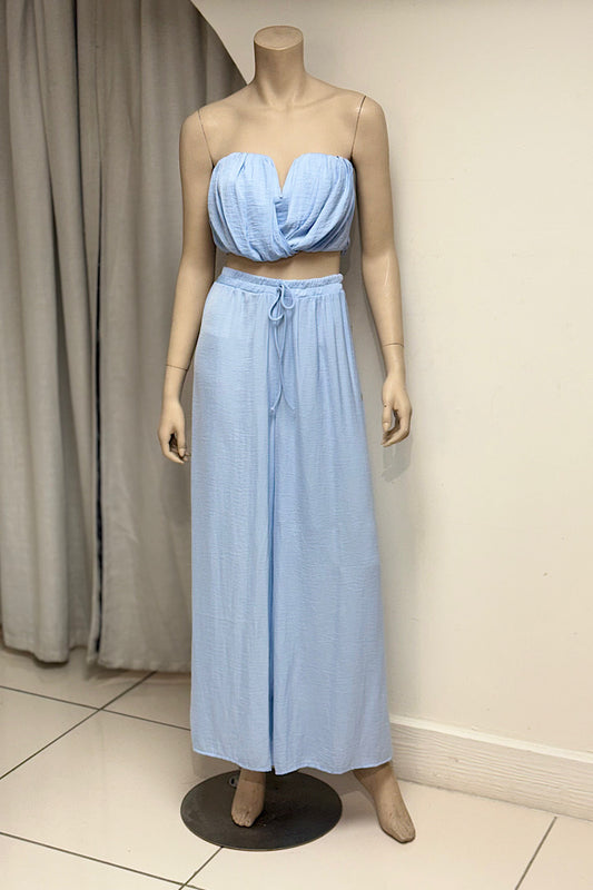 Sweetheart Tube-Top Flowy Pant Set