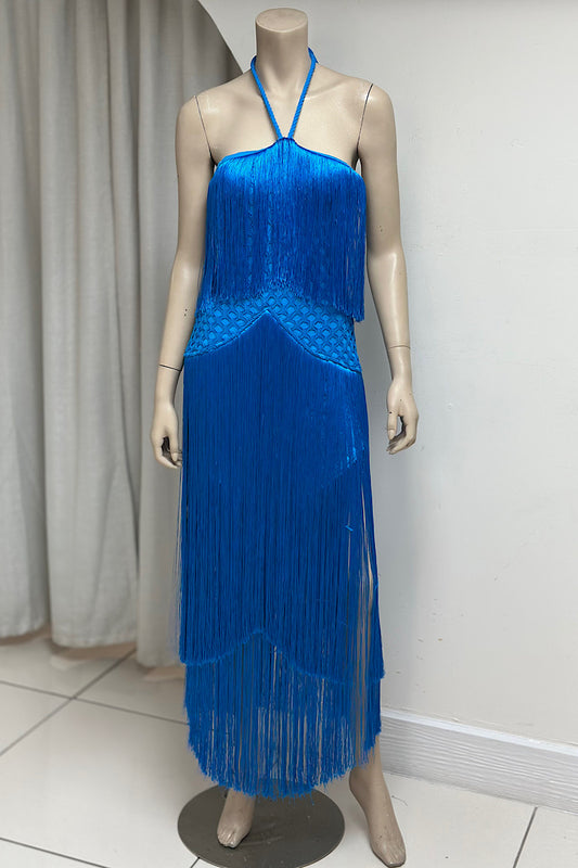 Knitted Halter Tassel Midi Dress