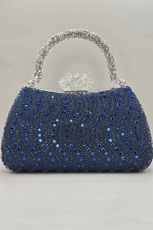 Navy Rhinestone Bling Clutch Bag