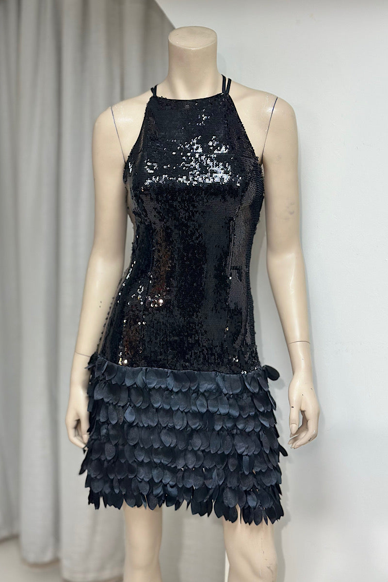 Sequin Ruffle Mini Dress