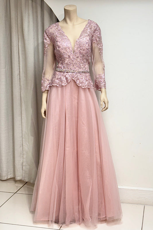 Embroidered Top Rhinestone Belt Formal