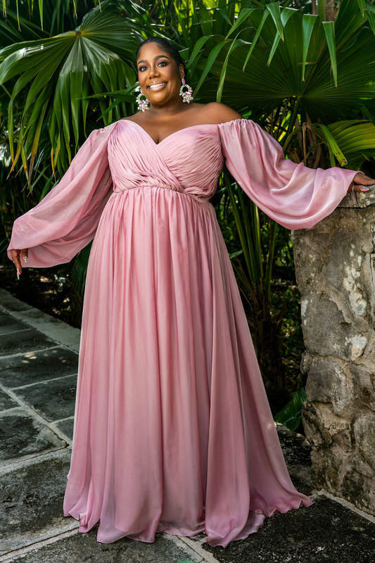 Chiffon Long Sleeve Flowy Formal