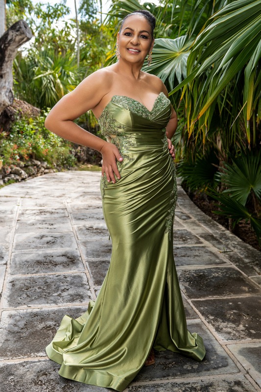 Floral Embroidered Shear Panel Formal