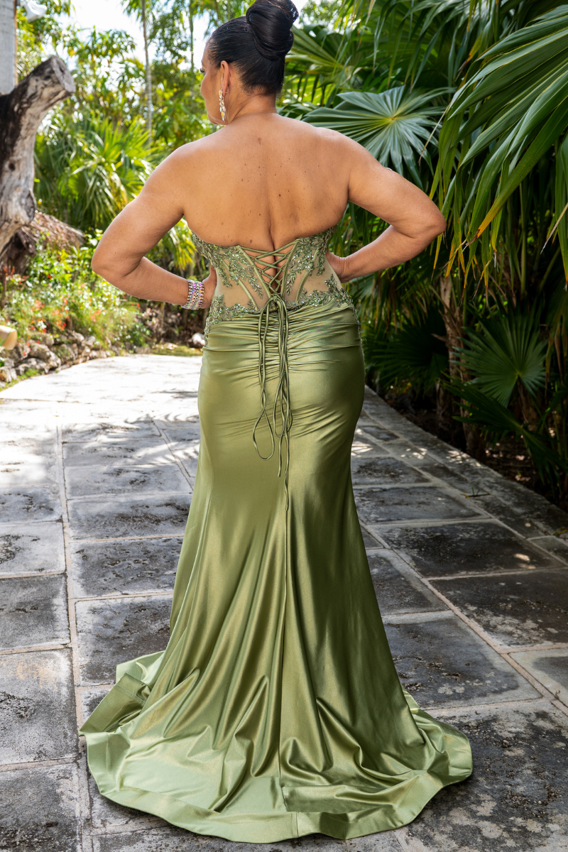 Floral Embroidered Shear Panel Formal