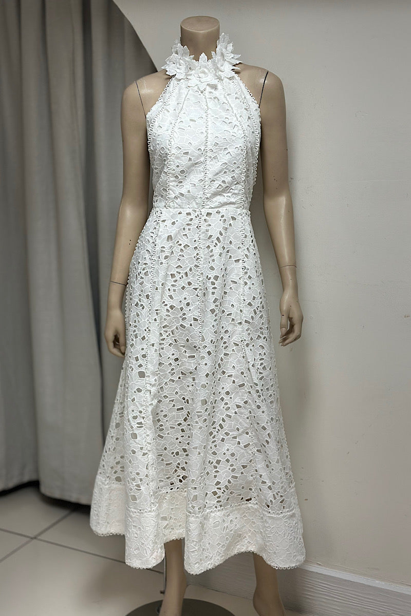 Lace Halter Midi Dress
