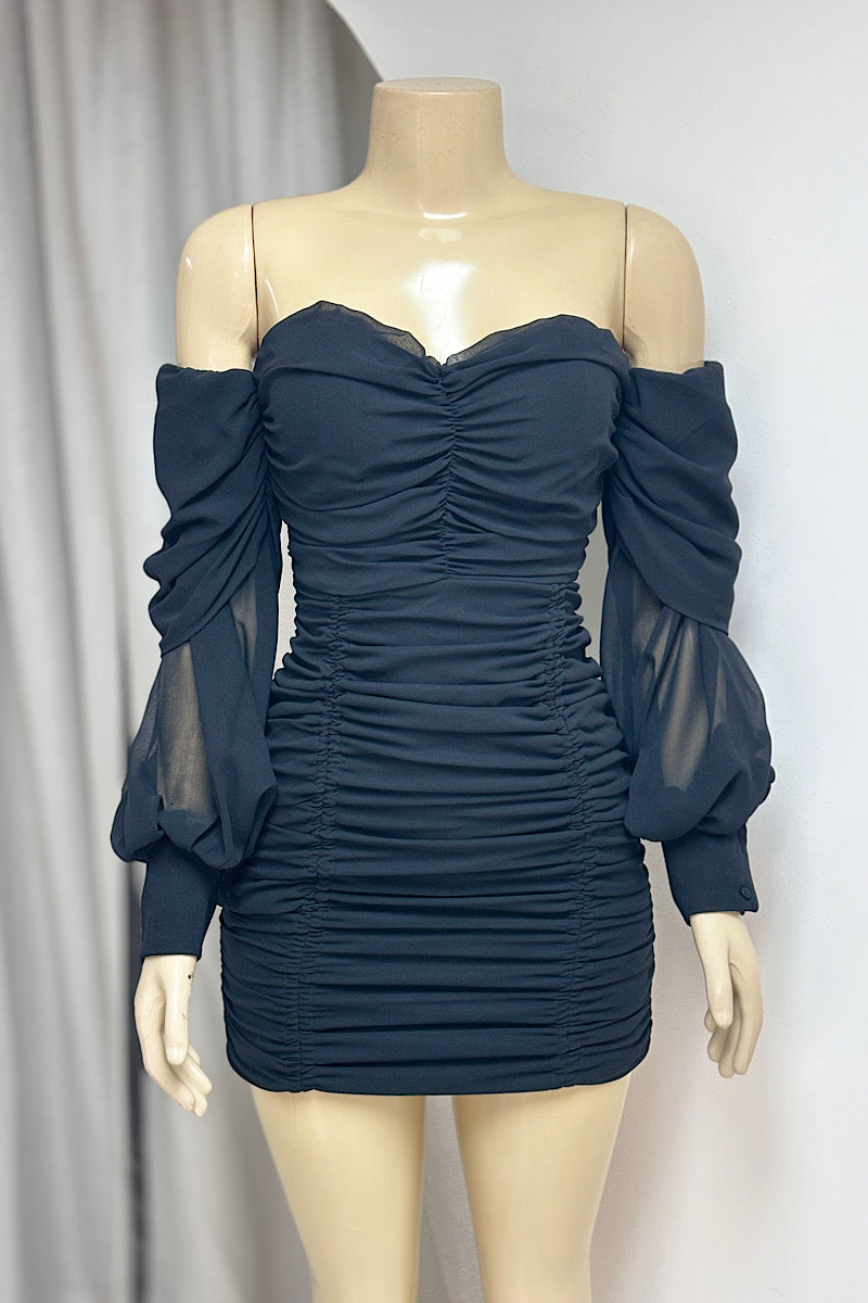 Ruched Black Tube Dress